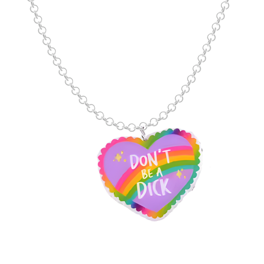 Acrylic Heart Charm Statement Necklace – Retro Statement Jewelry with funny saying - Handsome Sam's
