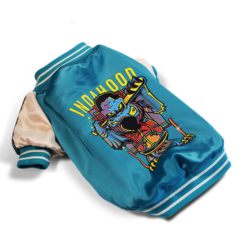 Dog Shiny Cotton Jacket Two-legged Clothes Blue