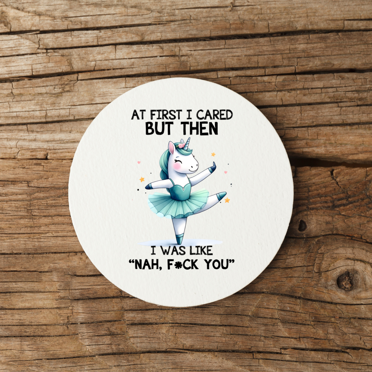 “Snarky Unicorn Coaster – Sarcastic Ceramic Drink Coaster