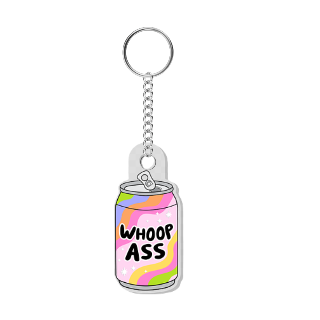 2 x 2 Acrylic keychain- Can Shaped with Funny Saying - Handsome Sam's