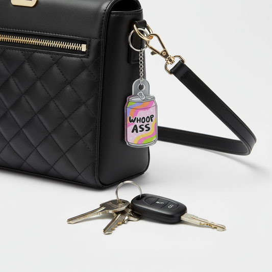 2 x 2 Acrylic keychain- Can Shaped with Funny Saying - Handsome Sam's