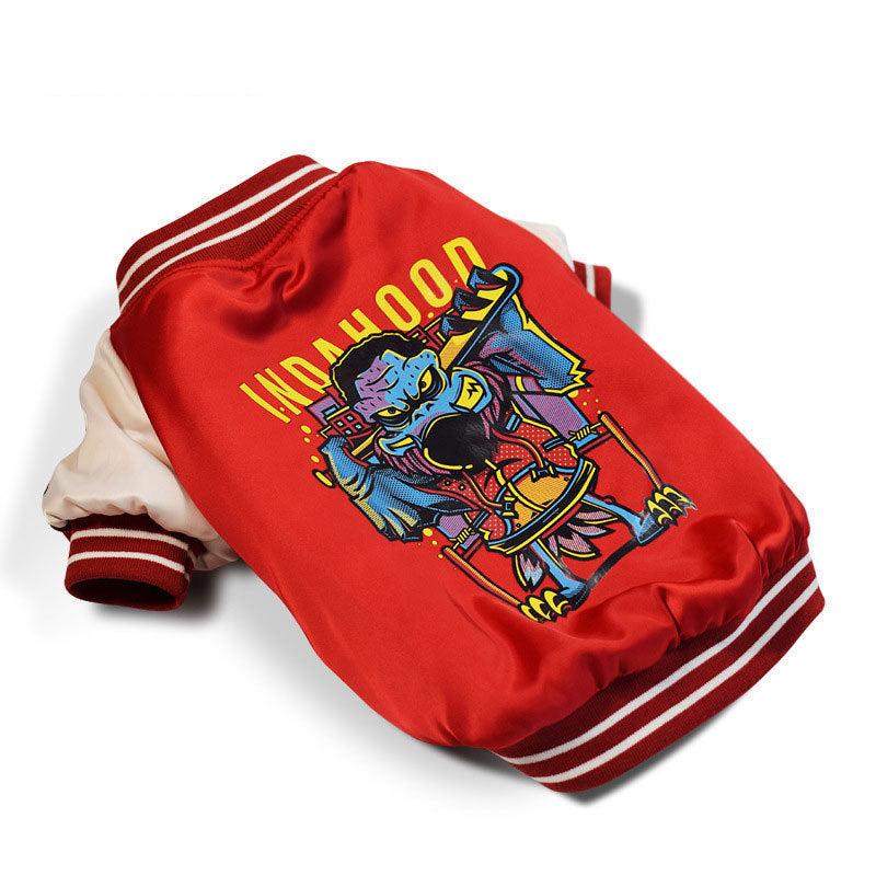 Dog Shiny Cotton Jacket Two-legged Clothes Red