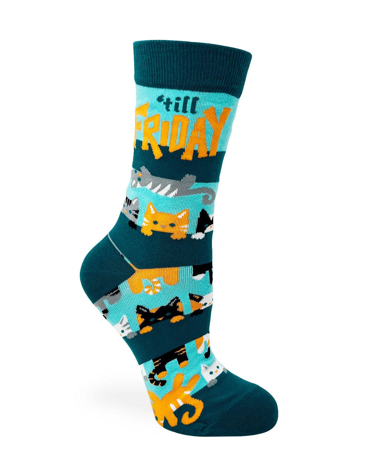 Hangin' on 'till Friday Ladies' Crew Socks Featuring Cute Ca