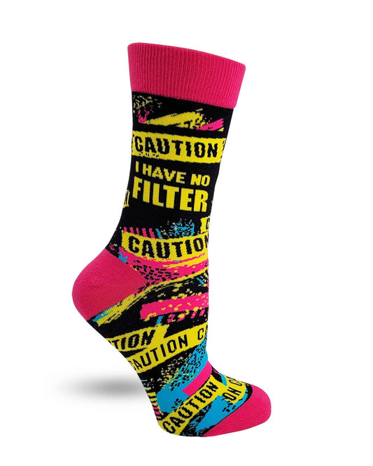 Caution I Have No Filter Women's Crew Socks