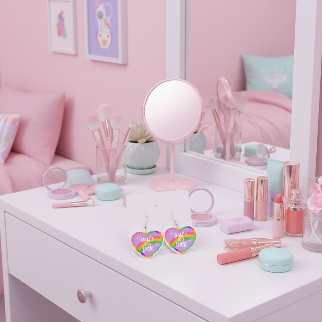 Acrylic Heart Charm Earrings  – Retro Statement Jewelry with funny saying - Handsome Sam's