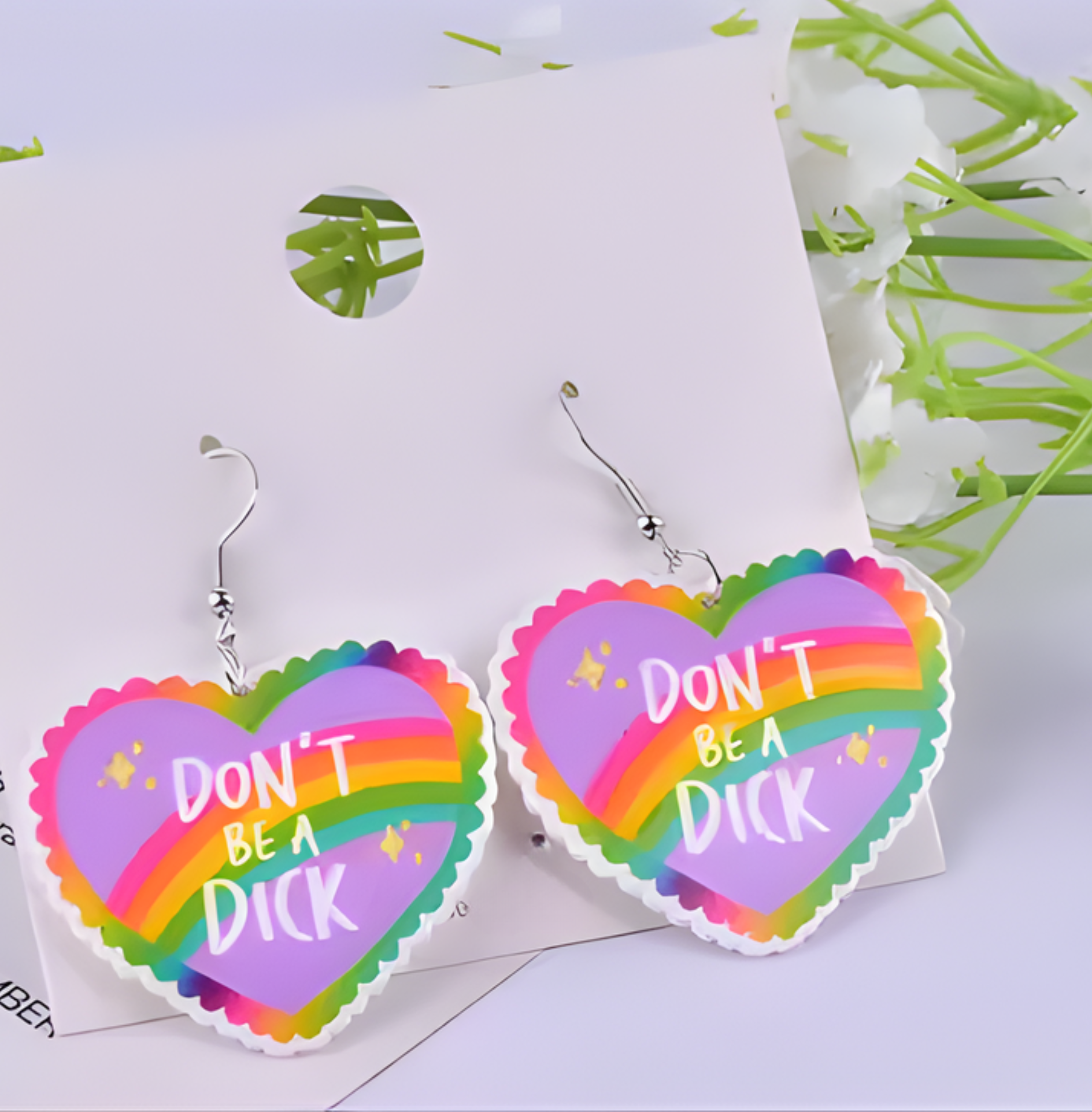 Acrylic Heart Charm Earrings  – Retro Statement Jewelry with funny saying - Handsome Sam's