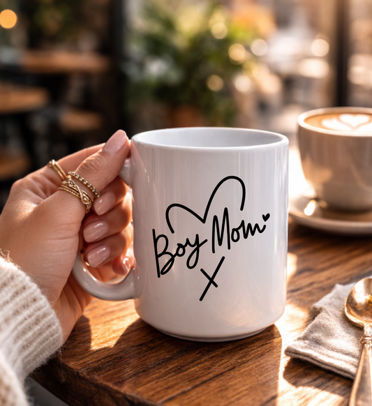 Boy Mom Gift Mug 15oz Ceramic Coffee Cup by Handsome Sam's Novelties
