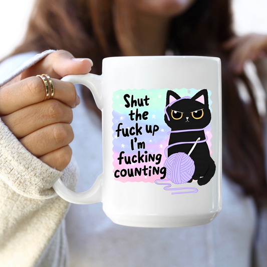Knitting Crochet Cat Gift Coffee Mug by Handsome Sam's Novelties