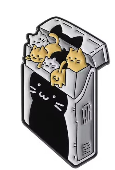 Funny Cig Pack Sarcastic Cats Lapel Purse Pins - Set of 3 - Handsome Sam's