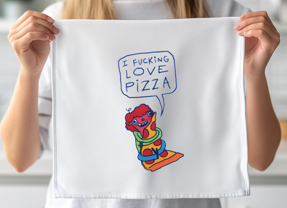 I Fu*king Love Pizza Dish towel No Gift Box
