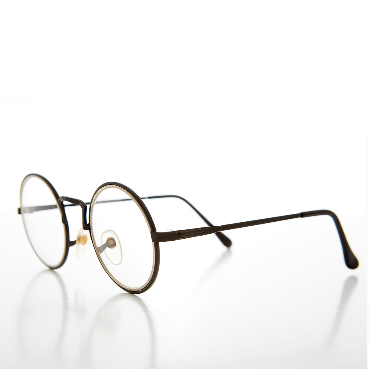 Vintage Round Clear Lens Pretend Eye Glasses - Oreo