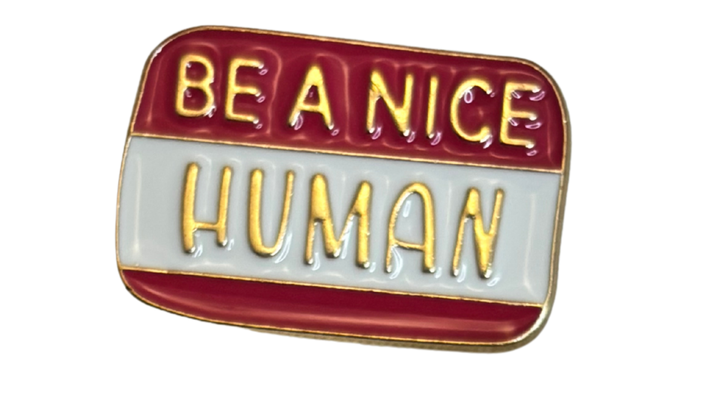 Set of 3 Cute Enamel Lapel Pins – Cat, “Be a Nice Human,” and Toe Beans Designs