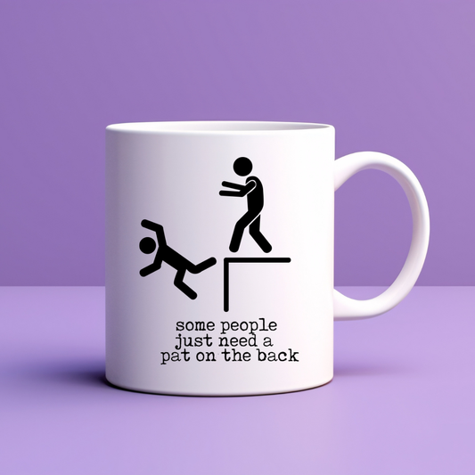 "Need a Pat on the Back..." Sarcastic Stick Figure Mug