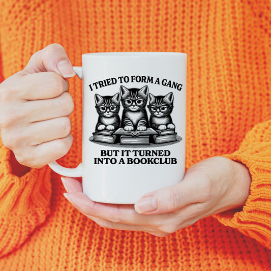 Book Club Gang Cats Coffee Mug- Dishwasher Safe